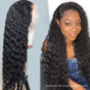 Wholesale 100% Raw Natural Brazilian Hd Frontal 30 Inch Water Deep Wave Curly Real 100 Human Hair Wigs For Black Women